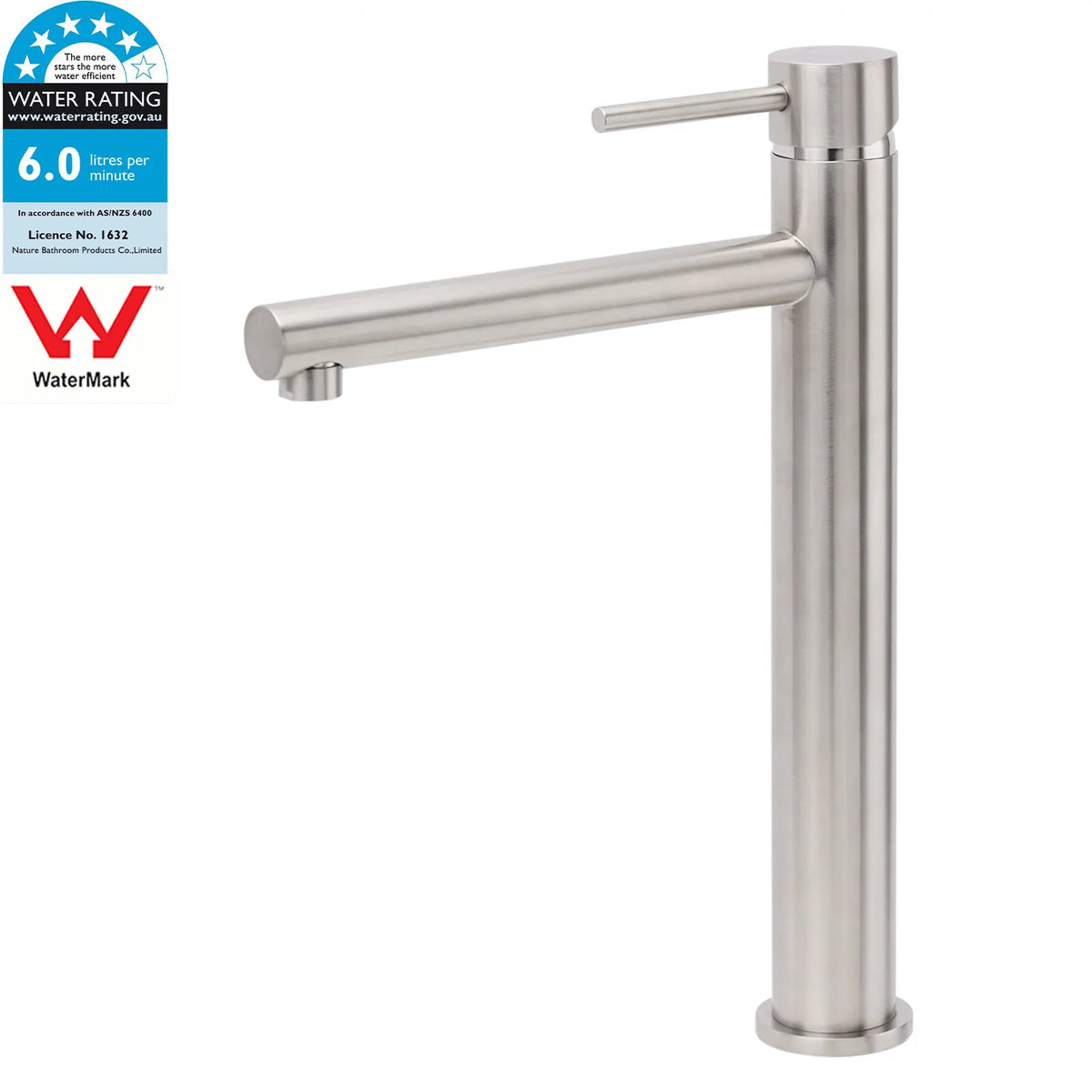 Brushed Nickel Classic Round Bathroom Basin Straight Spout Mixer Sink Faucet Tap