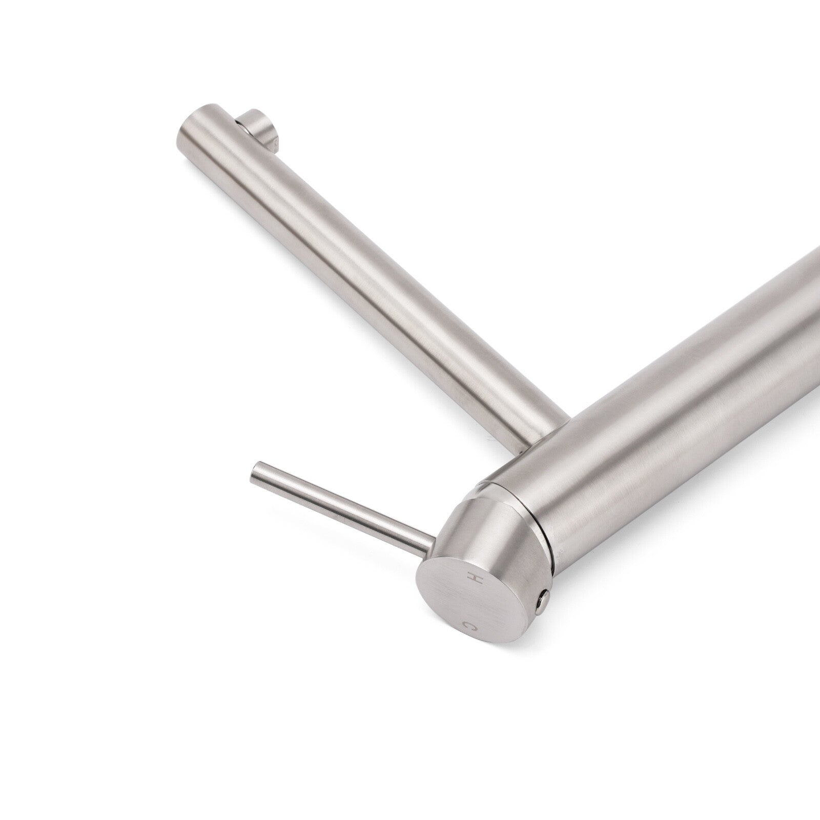 Brushed Nickel Classic Round Bathroom Basin Straight Spout Mixer Sink Faucet Tap - Image 5