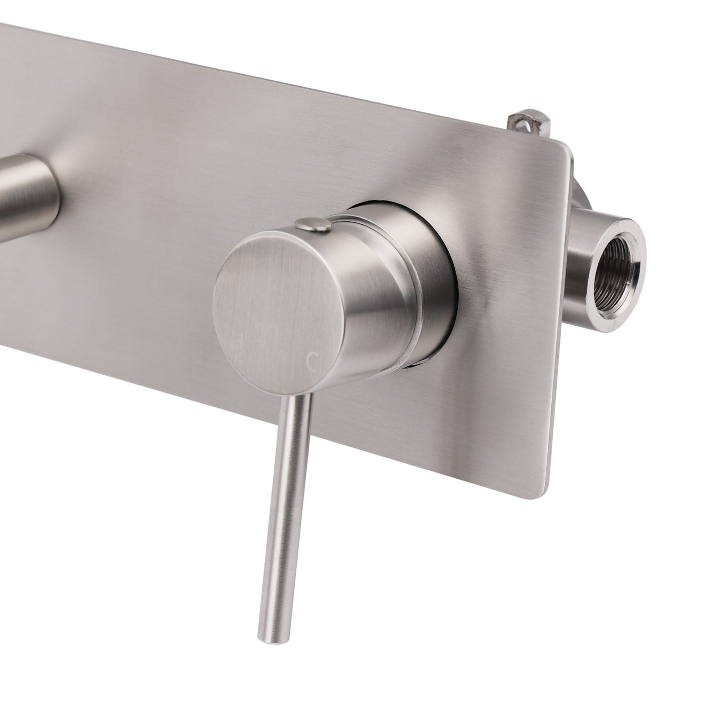Brushed Nickel Round Wall Mounted Basin Vanity Mixer Bathtub Straight Spout Tap - Image 6