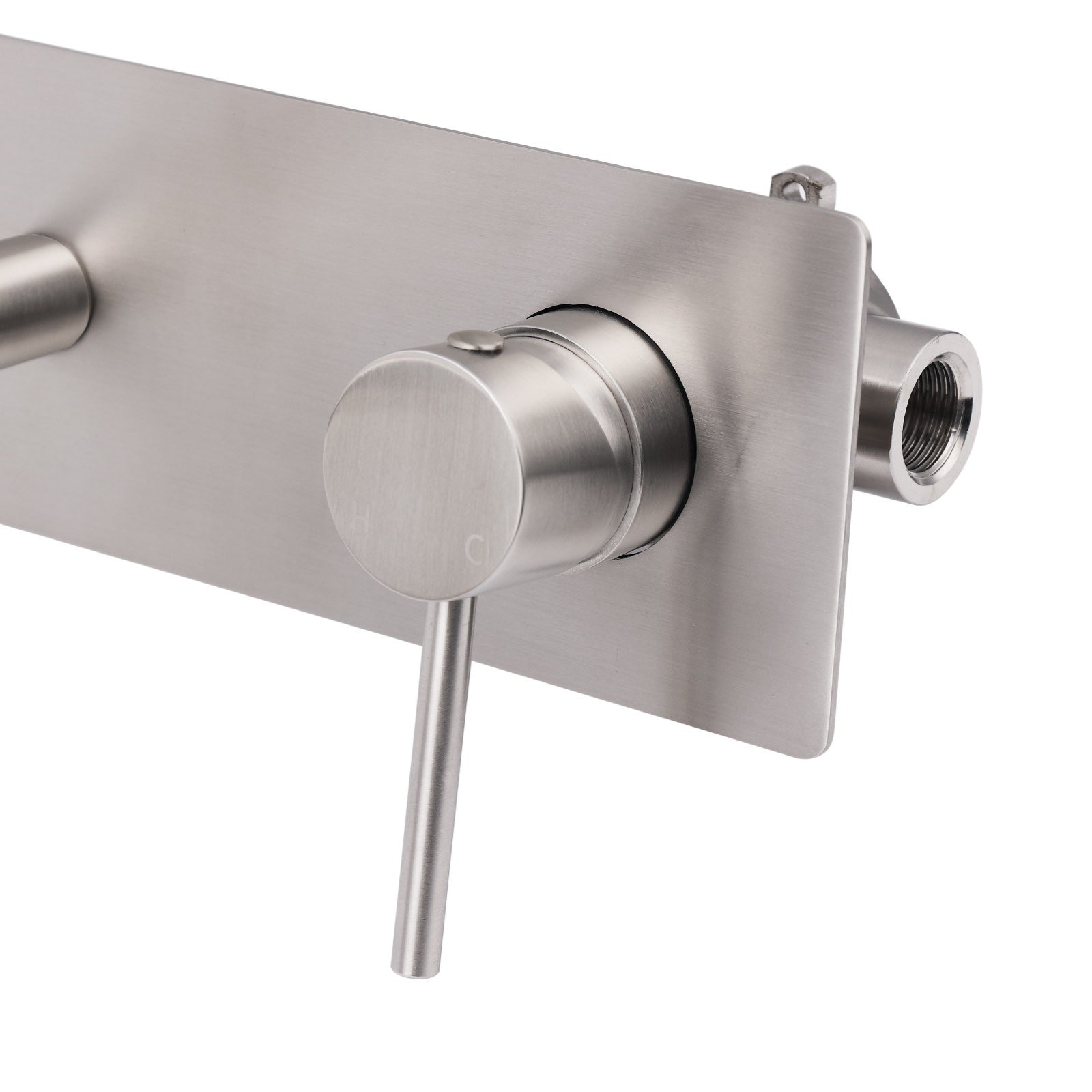 Brushed Nickel Round Wall Mounted Basin Vanity Mixer Bathtub Straight Spout Tap - Image 6