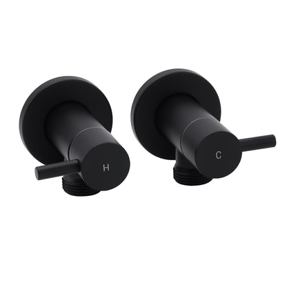 Black Washing Machine 1/4 Turn Twin Taps Laundry Room Hot Cold Water Wall Set
