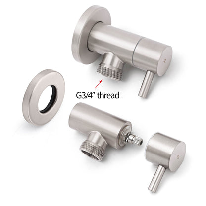 Brushed Nickel 1/4 Turn Twin Washing Machine Tap Set Wall Mounted Hot Cold Valve - Image 4