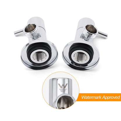 Chrome Round Wall Mounted 1/4 Turn Hot Cold Tap Pair Set For Washing Machine - Image 3