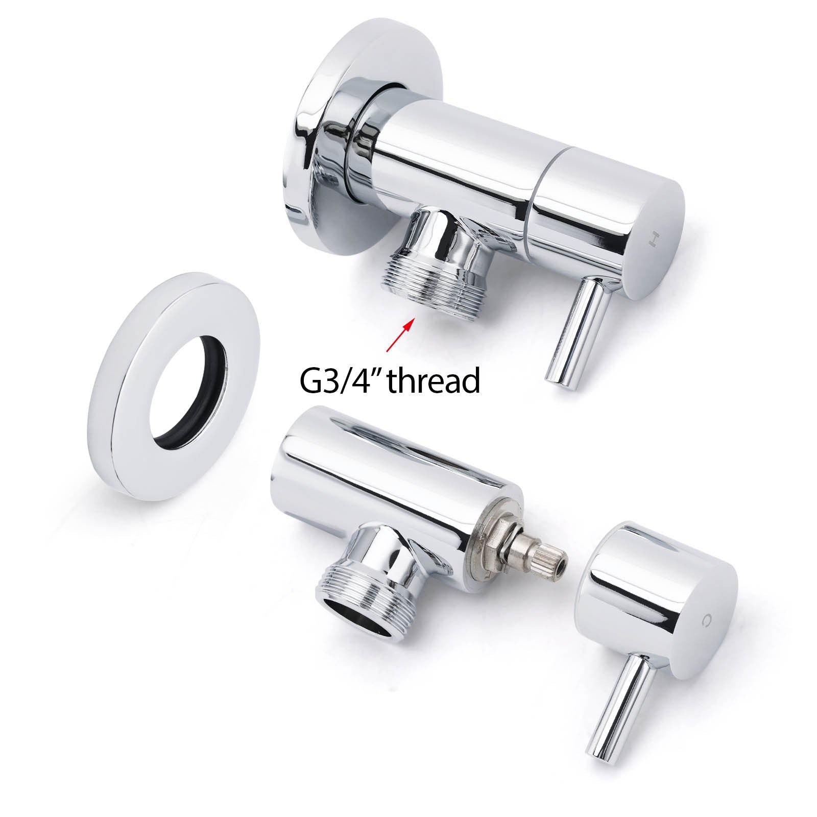Chrome Round Wall Mounted 1/4 Turn Hot Cold Tap Pair Set For Washing Machine - Image 4