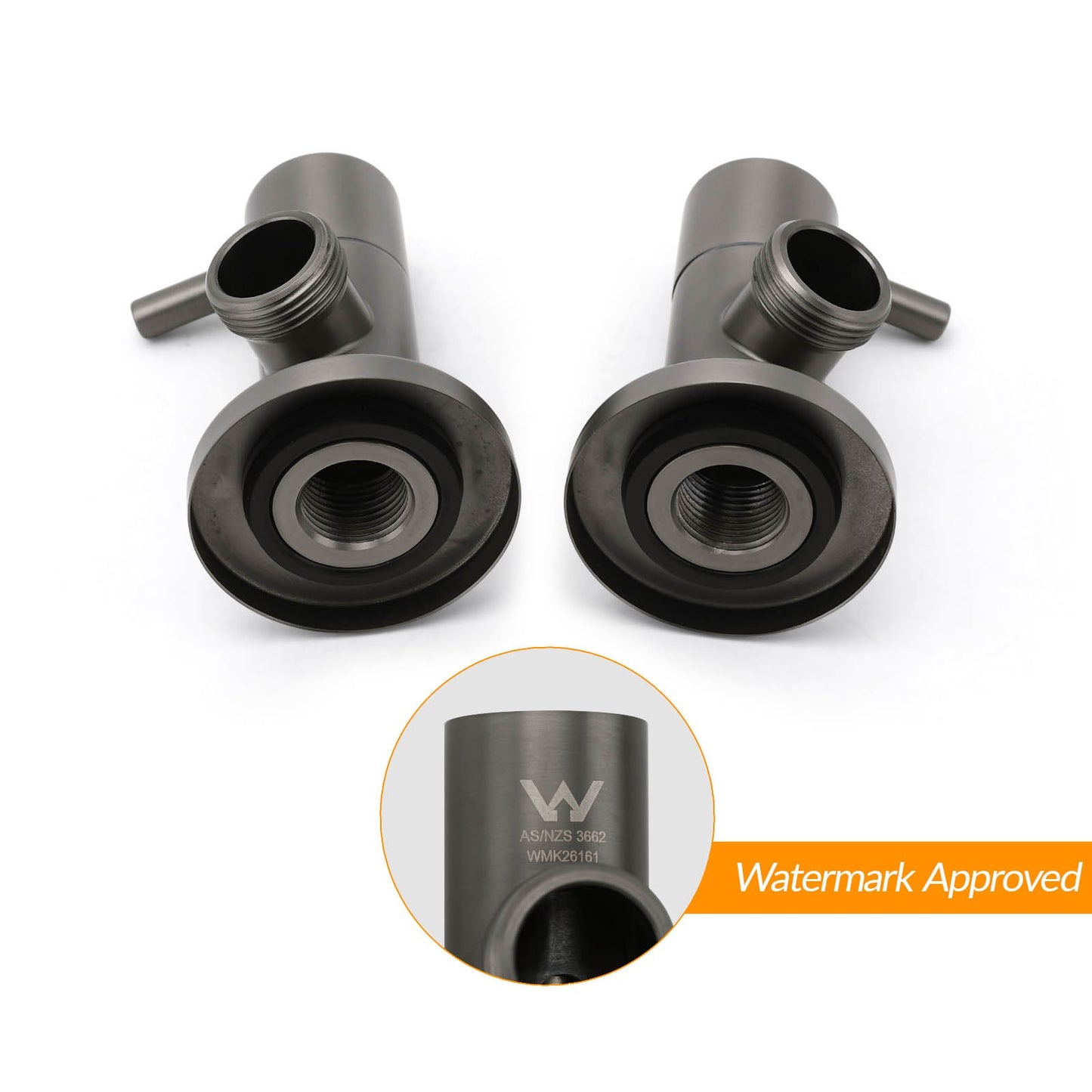 Gun Metal Grey Washing Machine 1/4 Turn Hot Cold Water Mixer Tap Set Watermark - Image 3