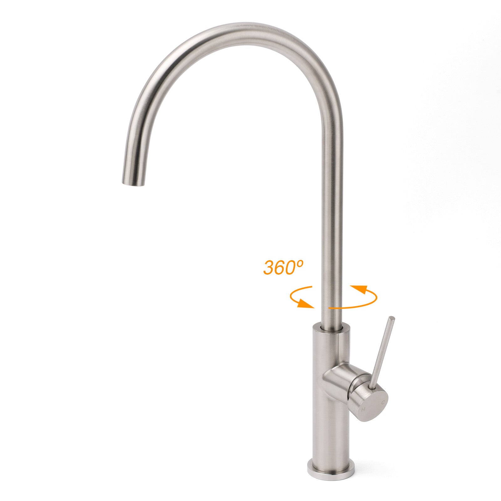 Brushed Nickel 435mm Tall Slim Round Kitchen Laundry Sink Mixer Faucet Tap Spout - Image 2