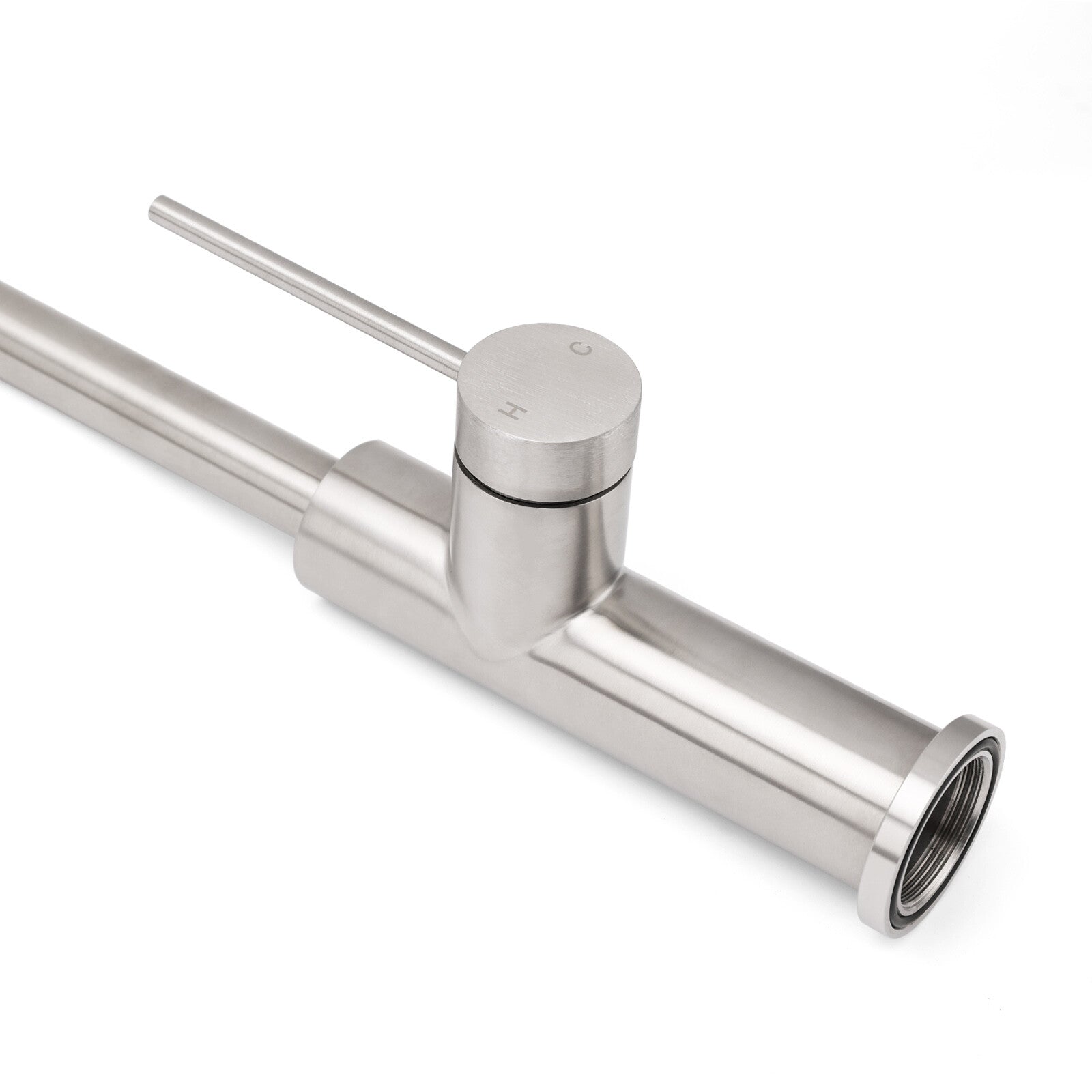 Brushed Nickel 435mm Tall Slim Round Kitchen Laundry Sink Mixer Faucet Tap Spout - Image 5