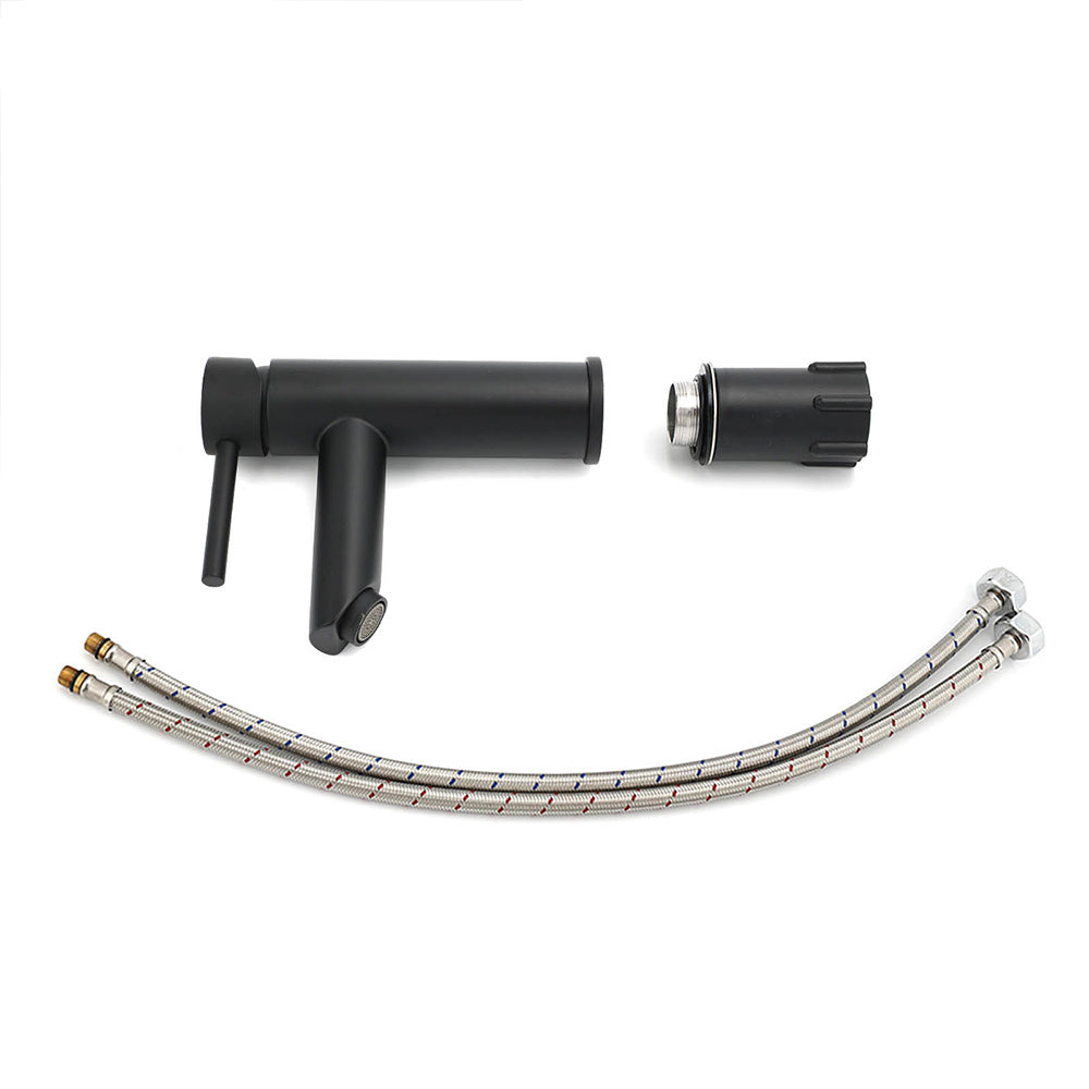 WELS Black 7.5L/min Kitchen Laundry Round Basin Mixer Vanity Sink Faucet Tap Set - Image 7