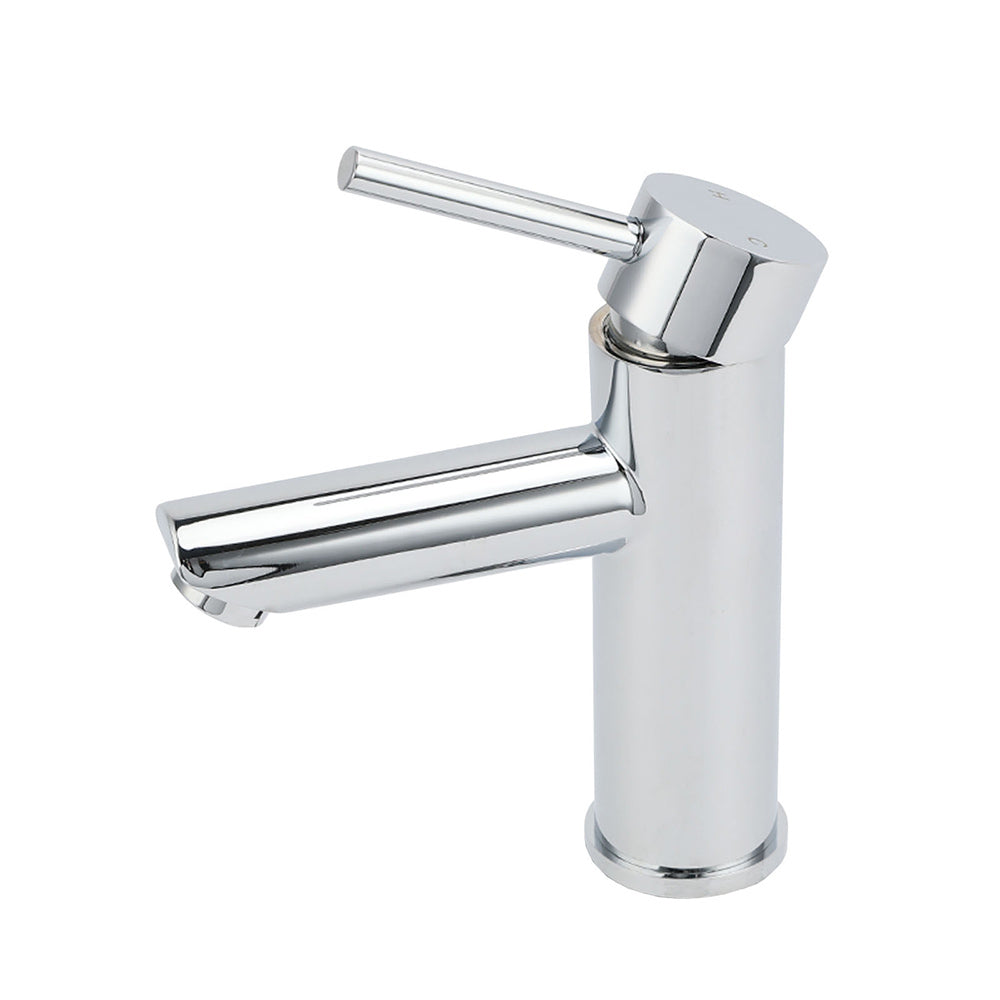 WELS Chrome Short Kitchen Laundry Round Basin Mixer Vanity Sink Faucet Tap Set - Image 2