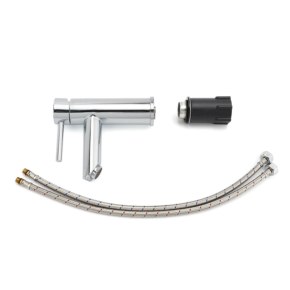 WELS Chrome Short Kitchen Laundry Round Basin Mixer Vanity Sink Faucet Tap Set - Image 6