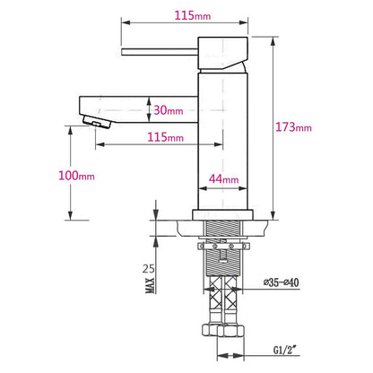 WELS Chrome Short Kitchen Laundry Round Basin Mixer Vanity Sink Faucet Tap Set - Image 7