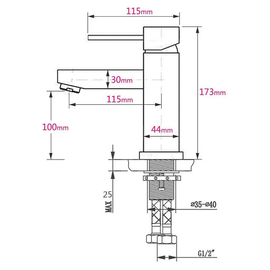 WELS Chrome Short Kitchen Laundry Round Basin Mixer Vanity Sink Faucet Tap Set - Image 8