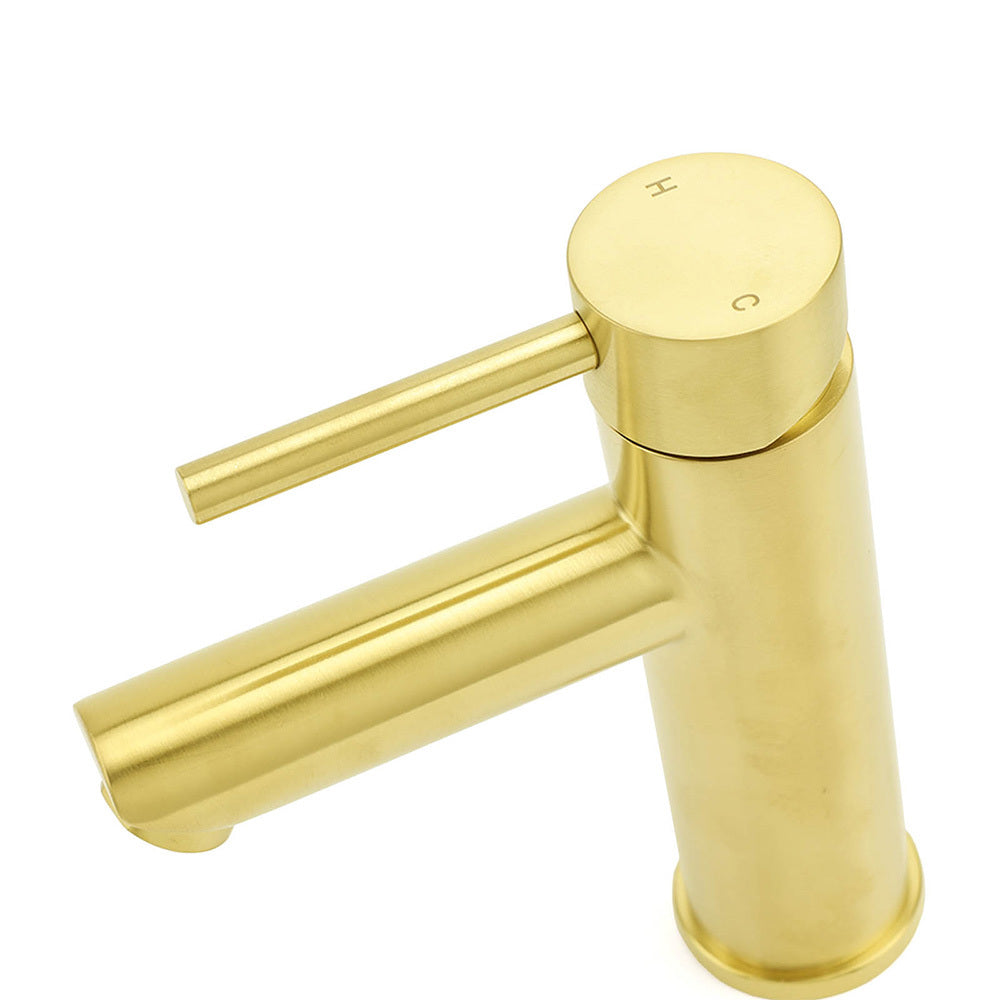 Brushed Gold 7.5L/min Kitchen Laundry Round Basin Mixer Vanity Sink Faucet Tap - Image 4