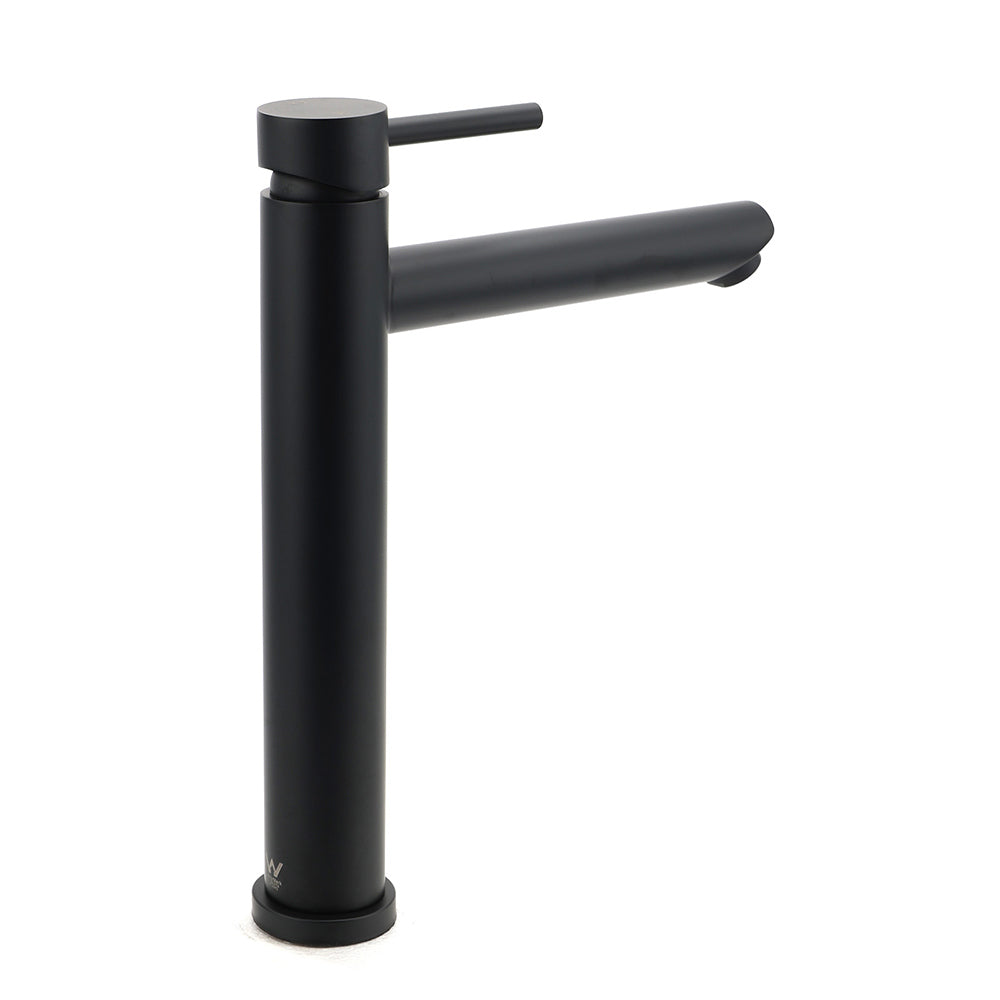 WELS Matt Black Round Tall Basin Mixer Vanity Bathroon Sink Tap Laundry Faucet - Image 3