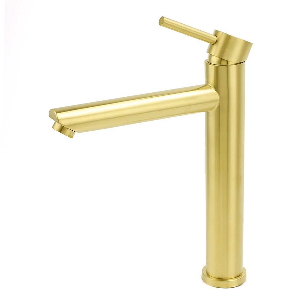 WELS Brushed Gold Laundry Round Tall Basin Mixer Vanity Sink Faucet Tap 304 SUS - Image 2