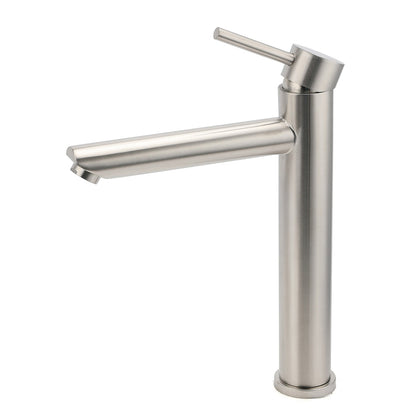 WELS Bathroom Laundry Round Basin Mixer Vanity Sink Faucet Tap Silver Brushed - Image 2