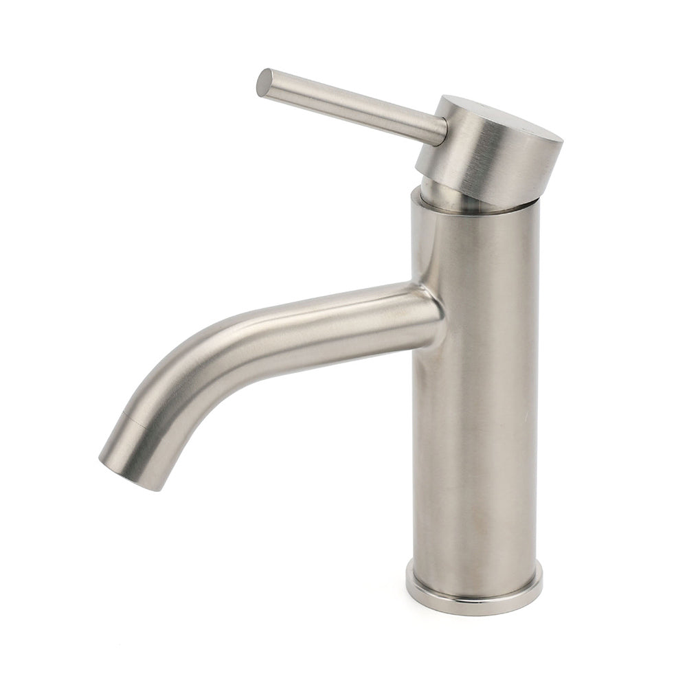 Brushed Nickel Round Curve Kitchen Laundry Basin Mixer Vanity Counter Top Faucet - Image 2