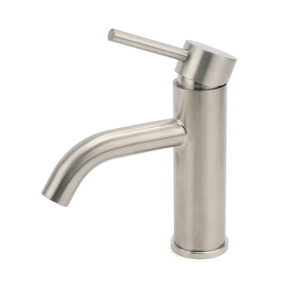 Brushed Nickel Round Curve Kitchen Laundry Basin Mixer Vanity Counter Top Faucet - Image 2