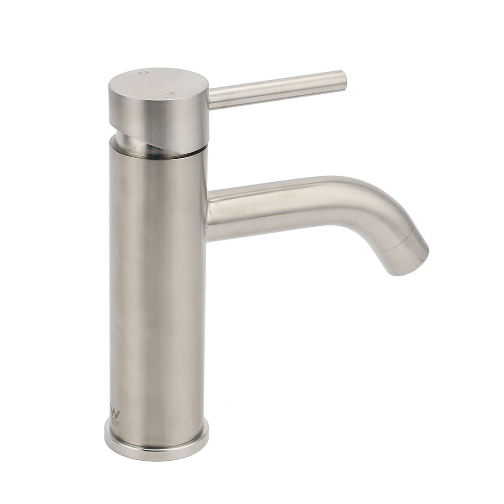 Brushed Nickel Round Curve Kitchen Laundry Basin Mixer Vanity Counter Top Faucet - Image 3