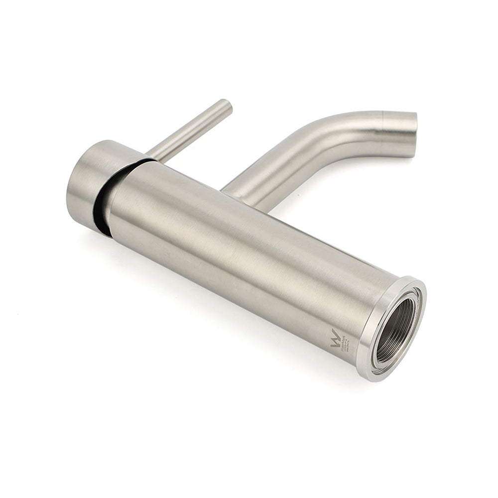 Brushed Nickel Round Curve Kitchen Laundry Basin Mixer Vanity Counter Top Faucet - Image 5