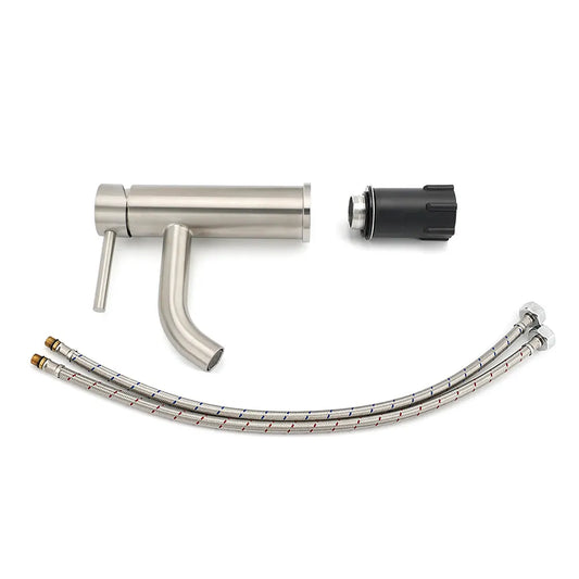 Brushed Nickel Round Curve Kitchen Laundry Basin Mixer Vanity Counter Top Faucet - Image 7