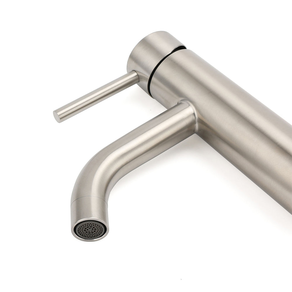 Brushed Nickel Round Curve Kitchen Laundry Basin Mixer Vanity Counter Top Faucet - Image 8