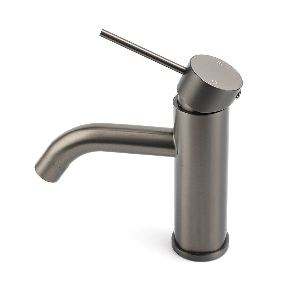 WELS Gun Metal Grey Kitchen Laundry Round Basin Mixer Vanity Sink Faucet Tap Set - Image 2