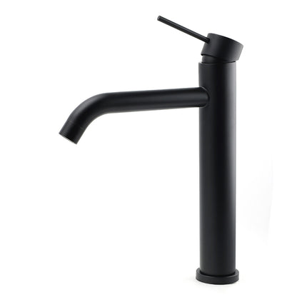 Matt Black Tall Laundry Round Curve Spout Basin Mixer Vanity Sink Faucet Tapware - Image 2