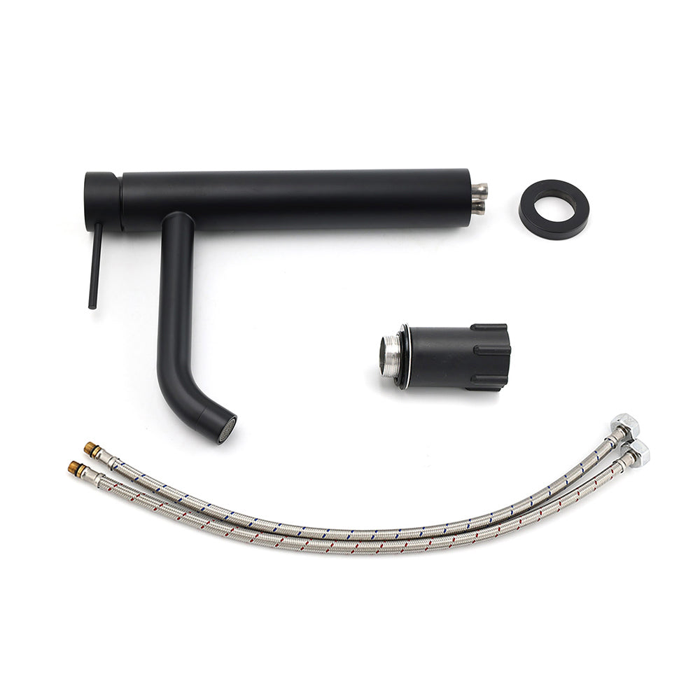 Matt Black Tall Laundry Round Curve Spout Basin Mixer Vanity Sink Faucet Tapware - Image 7