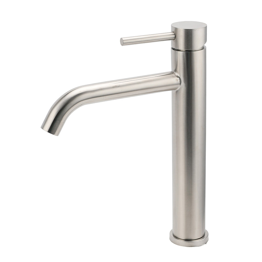 Brushed Nickel Tall Kitchen Laundry Basin Mixer Vanity Curve Sink Faucet Tap Set - Image 2