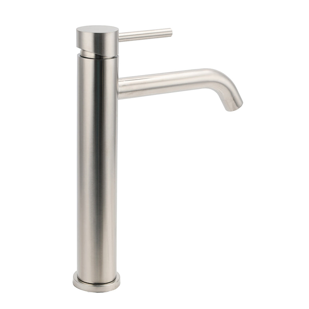 Brushed Nickel Tall Kitchen Laundry Basin Mixer Vanity Curve Sink Faucet Tap Set - Image 3