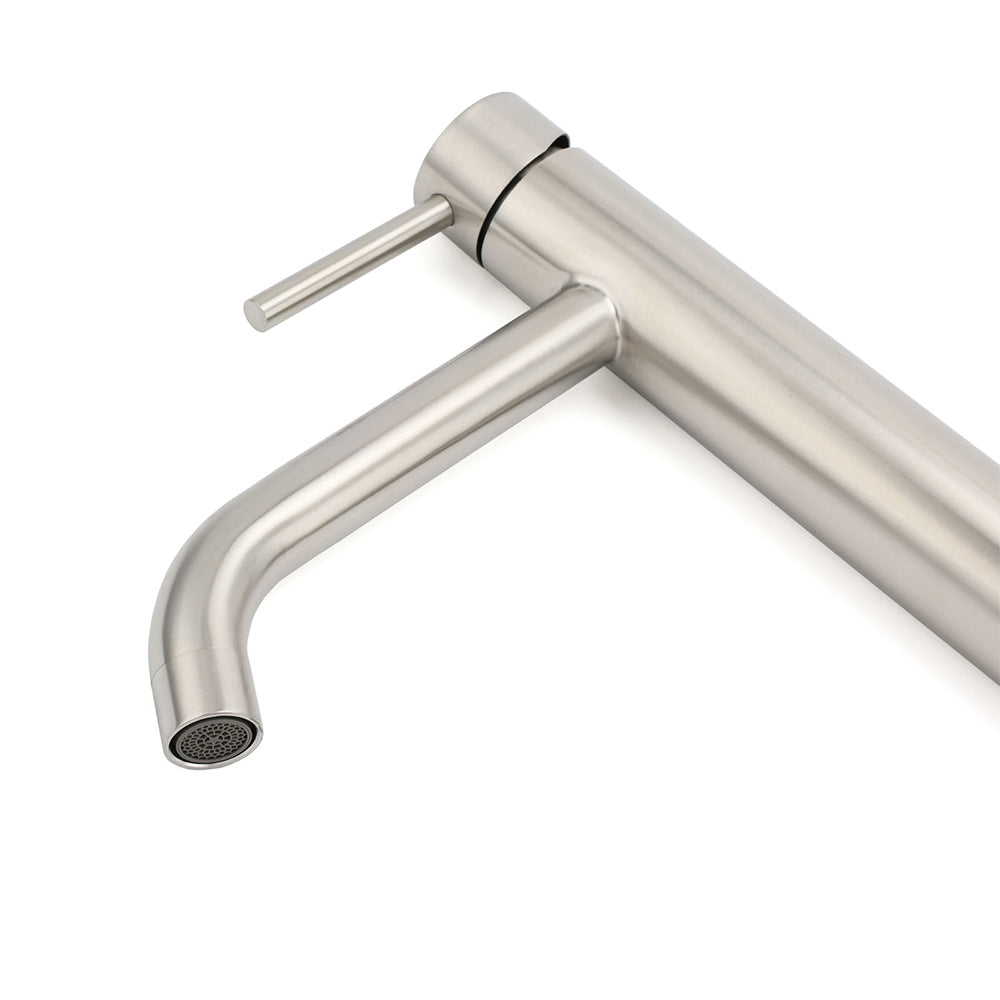 Brushed Nickel Tall Kitchen Laundry Basin Mixer Vanity Curve Sink Faucet Tap Set - Image 4