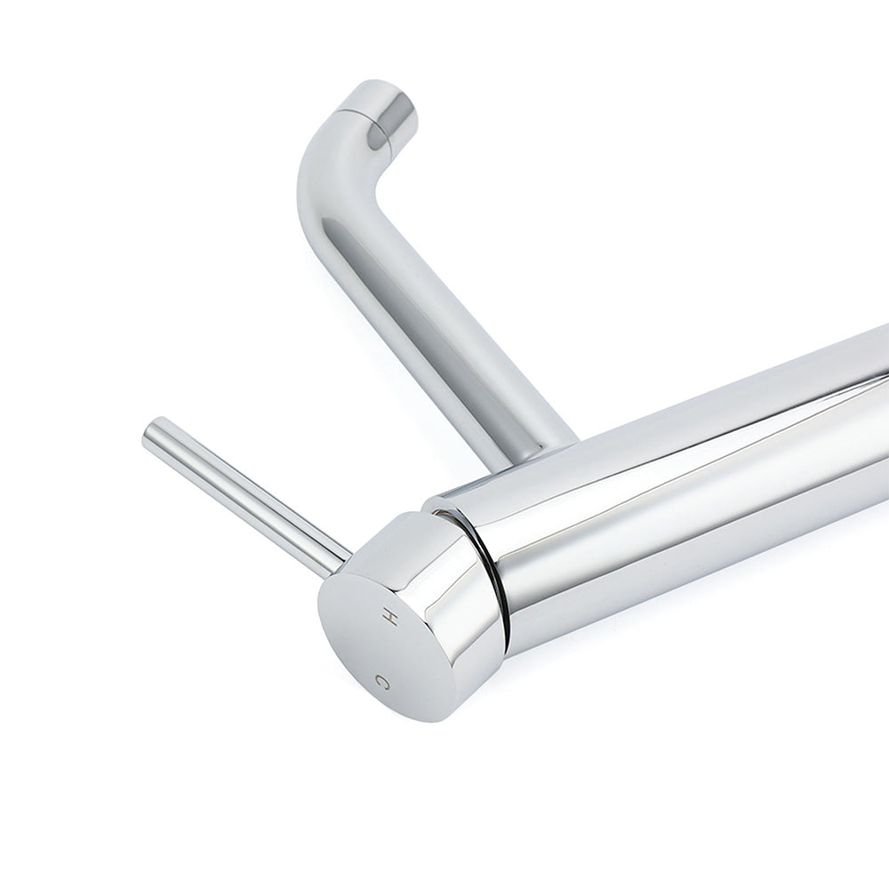 WELS Chrome Tall Basin Kitchen Laundry Mixer Vanity Sink Faucet Tap Curve Outlet - Image 5