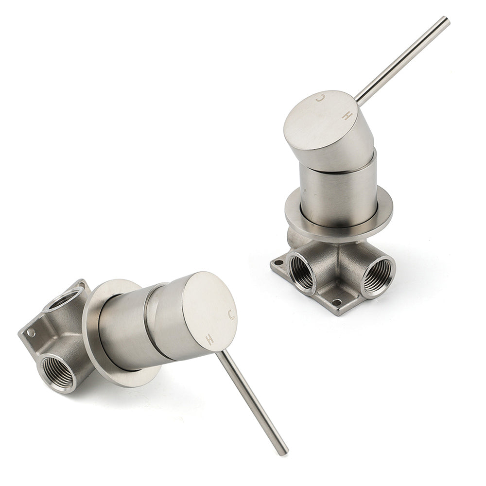 Brushed Nickel Bath Shower Mixer Hot Cold Water Tap Ceramic Cartridge Small Face - Image 3