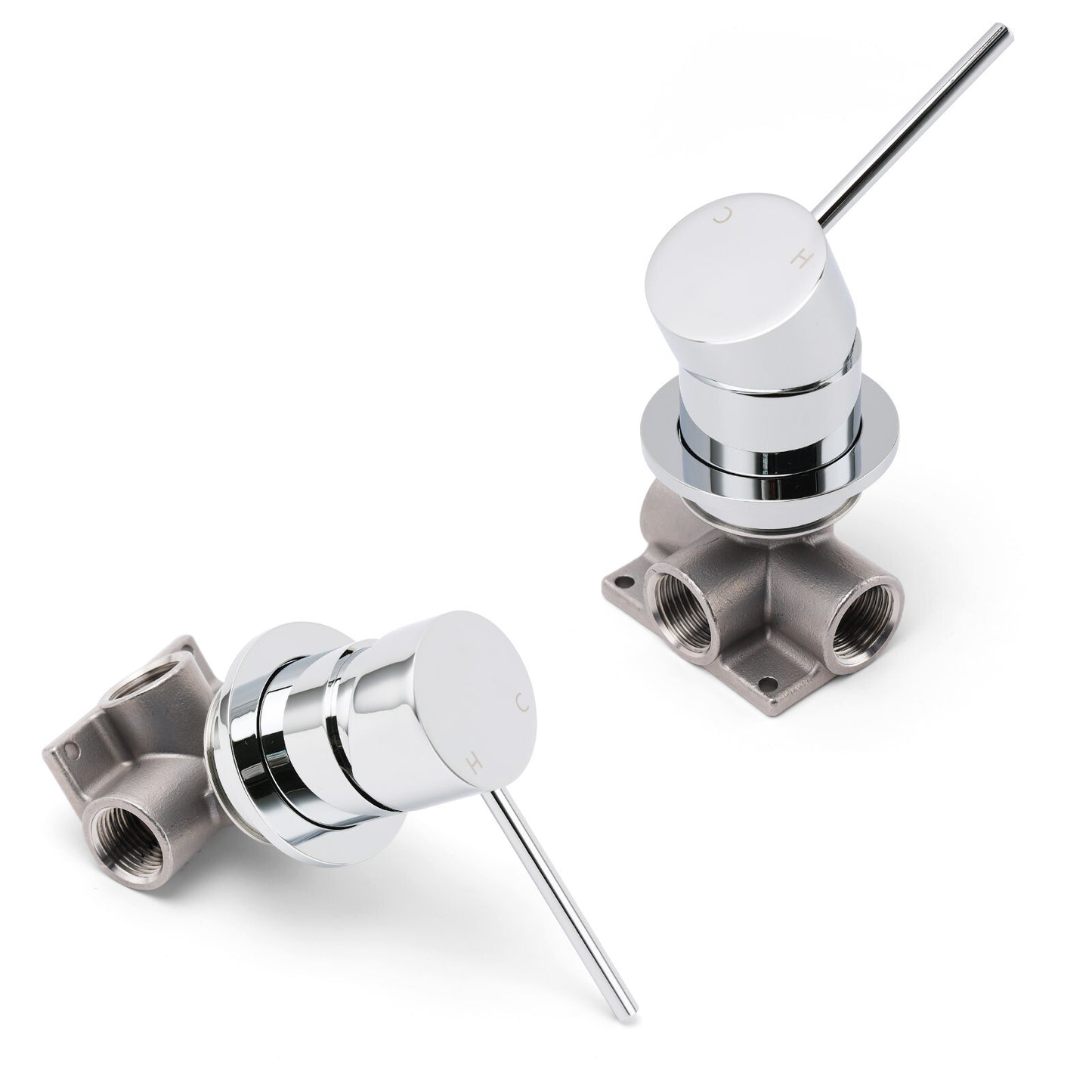 Bathroom Chrome Round Pin Lever Handle Hot Cold Water Tapware Shower Mixer Valve - Image 3