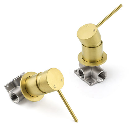 Brushed Gold Round Wall Mounted Shower Mixer Hot Cold Bath Tap Valve Cartridge - Image 3