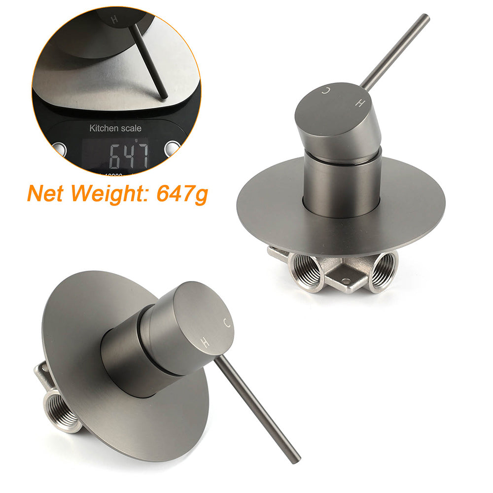 Watermark Gun Metal Grey Round Bathroom Shower Hot Cold Mixer Ceramic Cartridge - Image 2