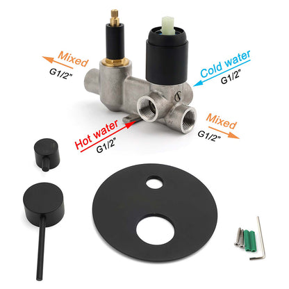 Stainless Steel Black Round Shower Mixer Diverter Lead Free Healthy For Bath Set - Image 4
