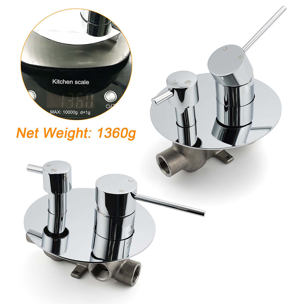 OZ Chrome Round Stainless Steel Shower Mixer 2 Way Switch Diverter For Bath Set - Image 3