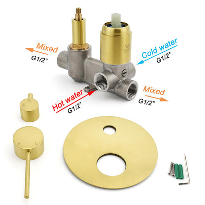 Brushed Gold Round Shower Mixer 2 Way Diverter For Bath Twin Shower Watermark - Image 4