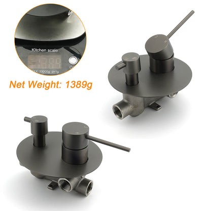 Gun Metal Gray Round Shower Mixer 2 Way Diverter For Bath Twin Shower Watermark - Image 3