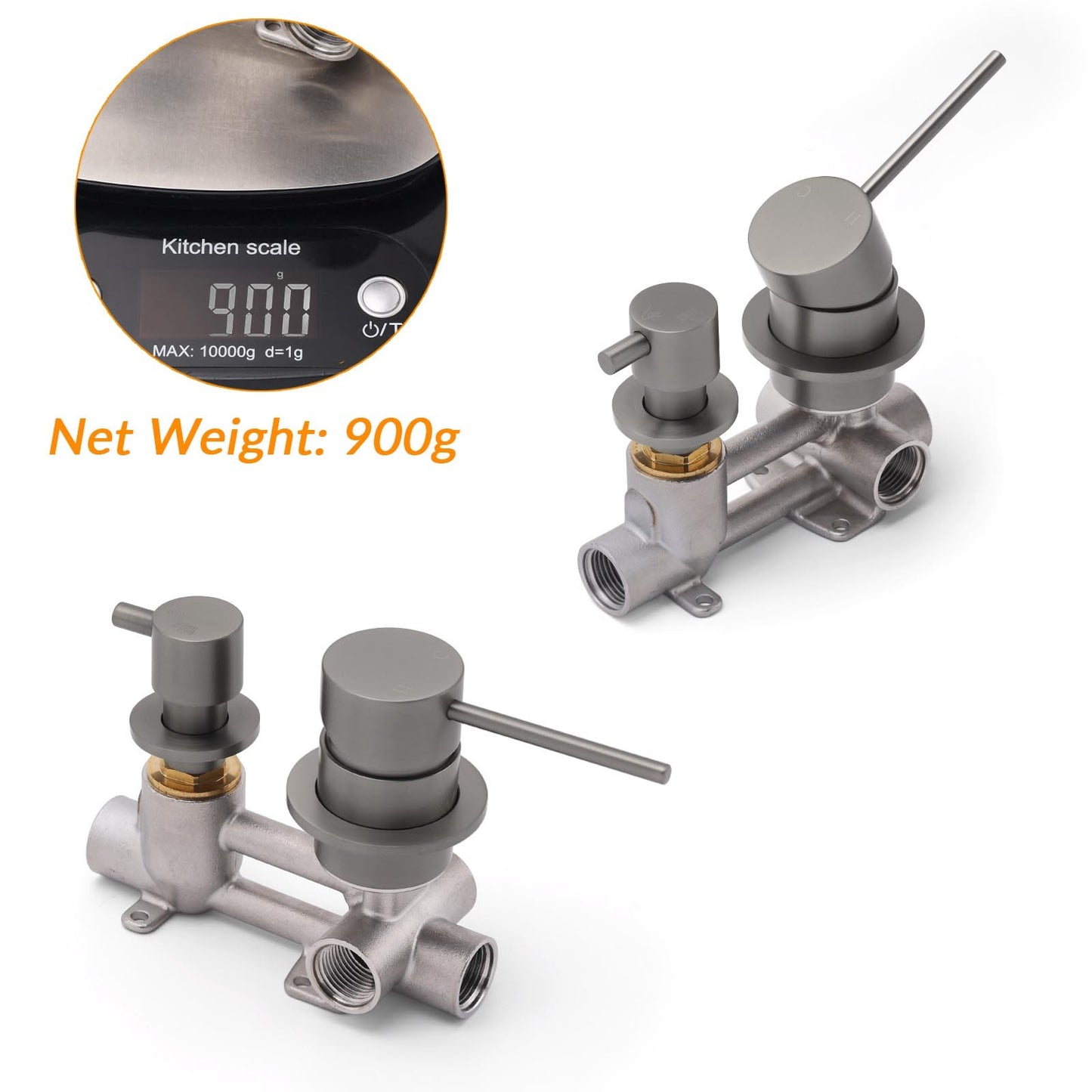 Small Face Gun Metal Gray Round Shower Mixer 2 Way Switch Diverter For Combo Set - Image 3