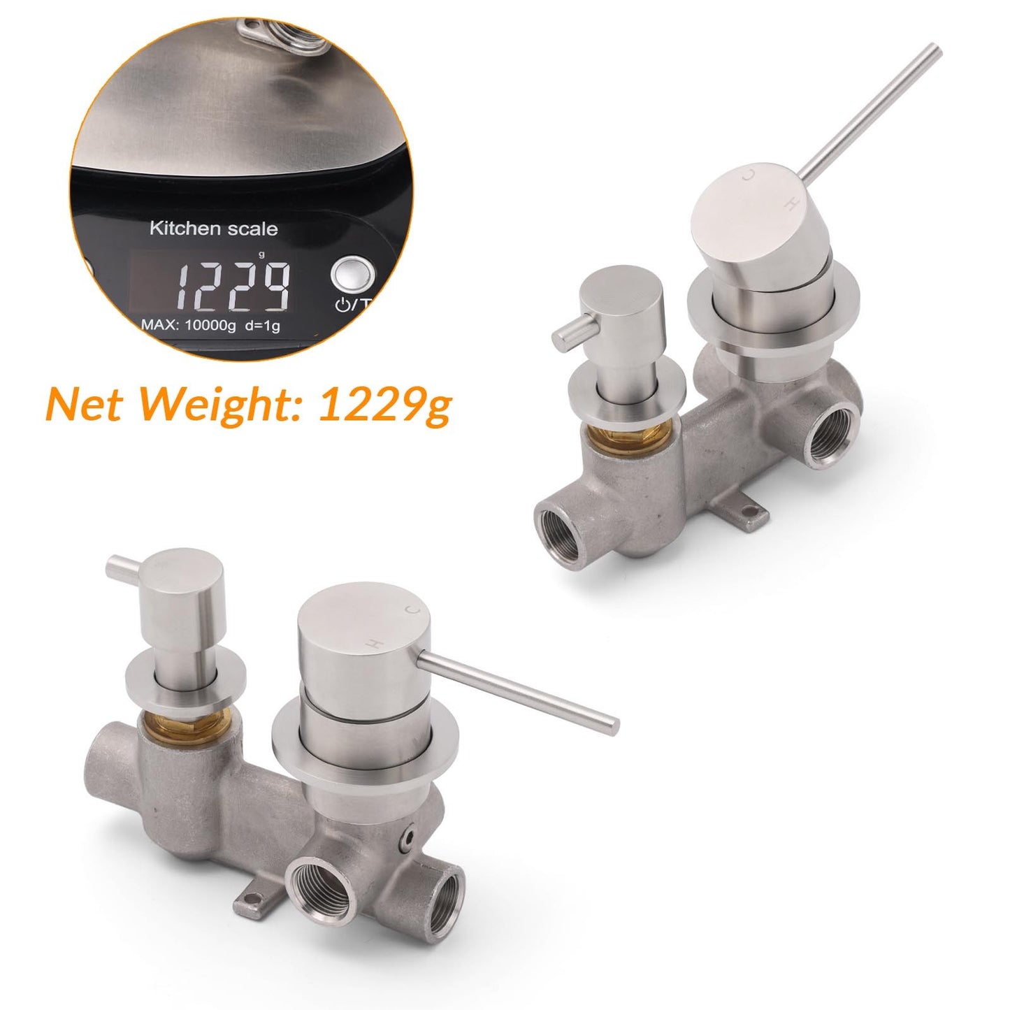 Brushed Nickel Round Bathroom Small Face Shower Mixer 2 Way Diverter Switch Set - Image 3
