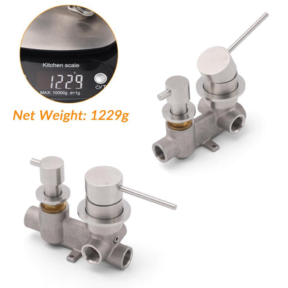 Brushed Nickel Round Bathroom Small Face Shower Mixer 2 Way Diverter Switch Set - Image 3