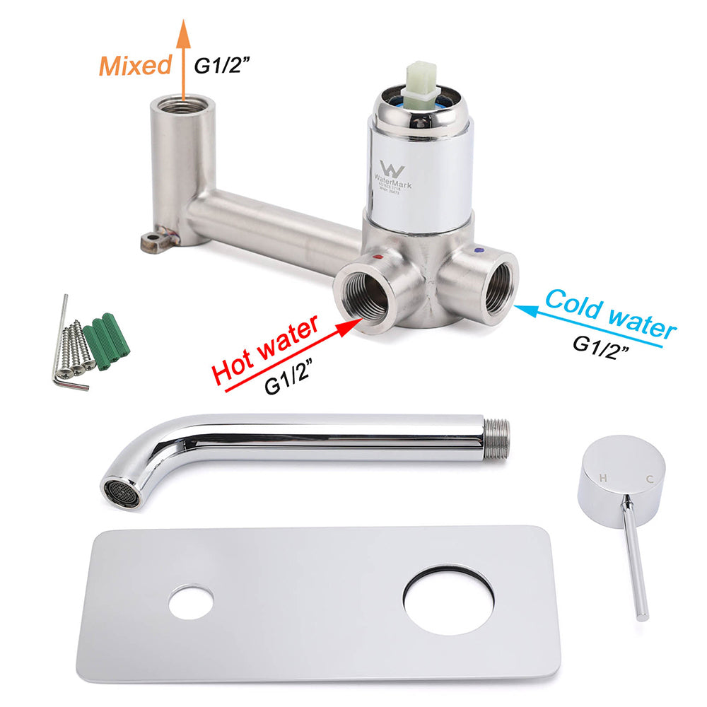 WELS Chrome Round Wall Mounted Basin Vanity Mixer Bath Tub Bubble Faucet Spout - Image 7