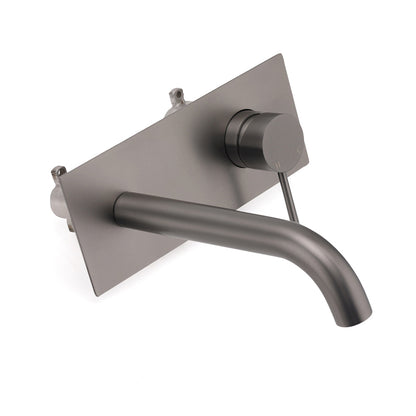 WELS Gun Metal Round Wall Basin Mixer Vanity Sink Tap Hot Cold Faucet Spout - Image 2