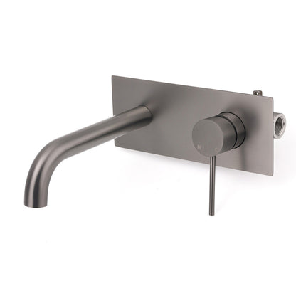 WELS Gun Metal Round Wall Basin Mixer Vanity Sink Tap Hot Cold Faucet Spout - Image 7
