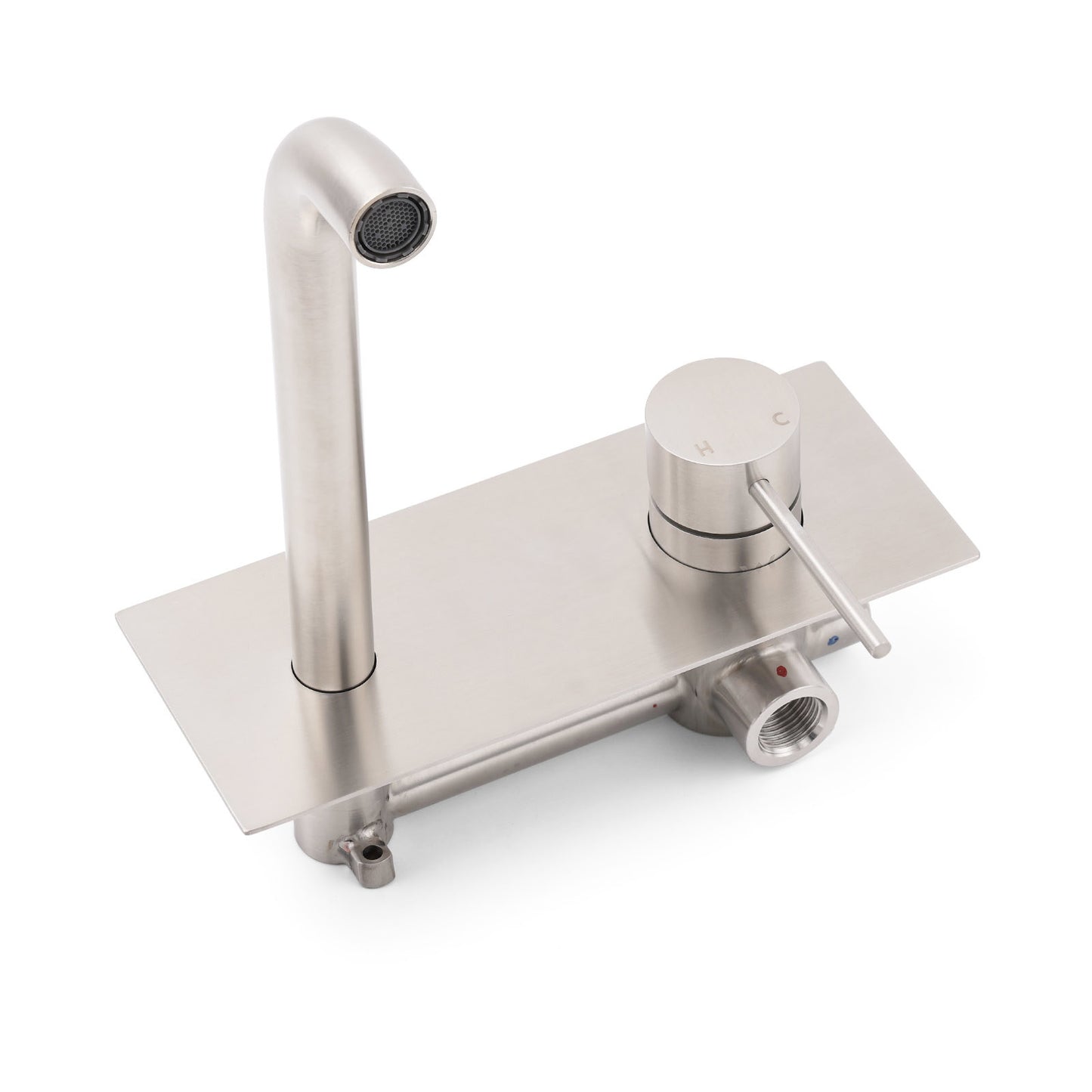 WELS Round Wall Mounted Basin Vanity Mixer Bath Tub Faucet Spout Brushed Nickel - Image 2