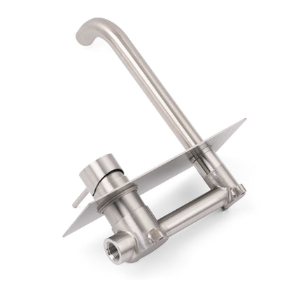 WELS Round Wall Mounted Basin Vanity Mixer Bath Tub Faucet Spout Brushed Nickel - Image 3