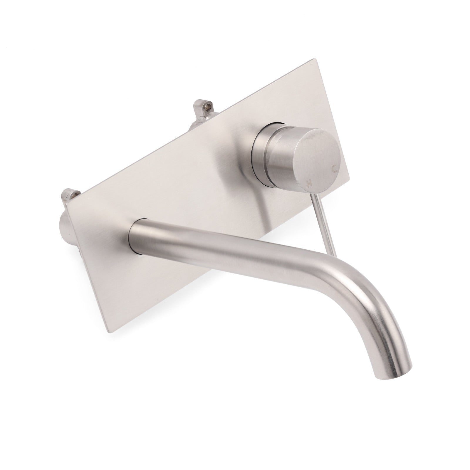 WELS Round Wall Mounted Basin Vanity Mixer Bath Tub Faucet Spout Brushed Nickel - Image 5